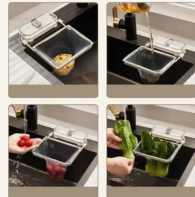 Kitchen Sink Filter Rack with Suction Cup - Disposable Leftovers Filter Pocket