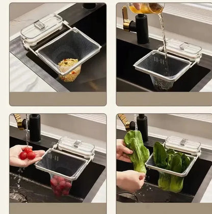 Kitchen Sink Filter Rack with Suction Cup - Disposable Leftovers Filter Pocket