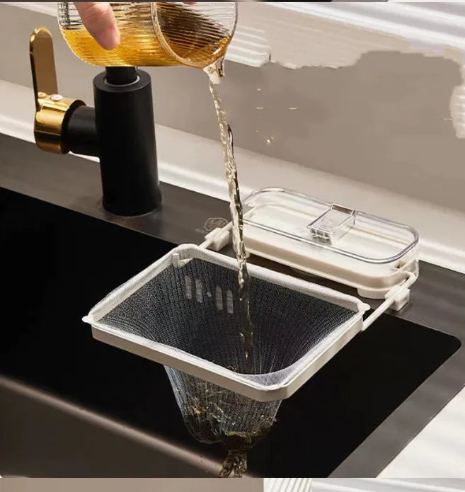 Kitchen Sink Filter Rack with Suction Cup - Disposable Leftovers Filter Pocket